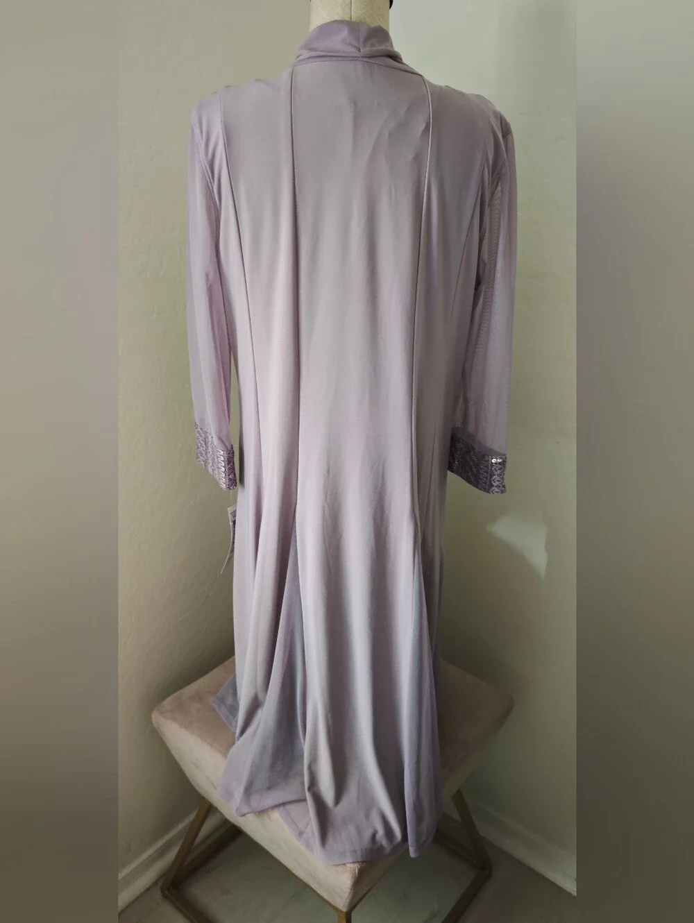 R&M Richards Lavender Long Sleeve Dress with Lace Trim 2 Piece With Jacket